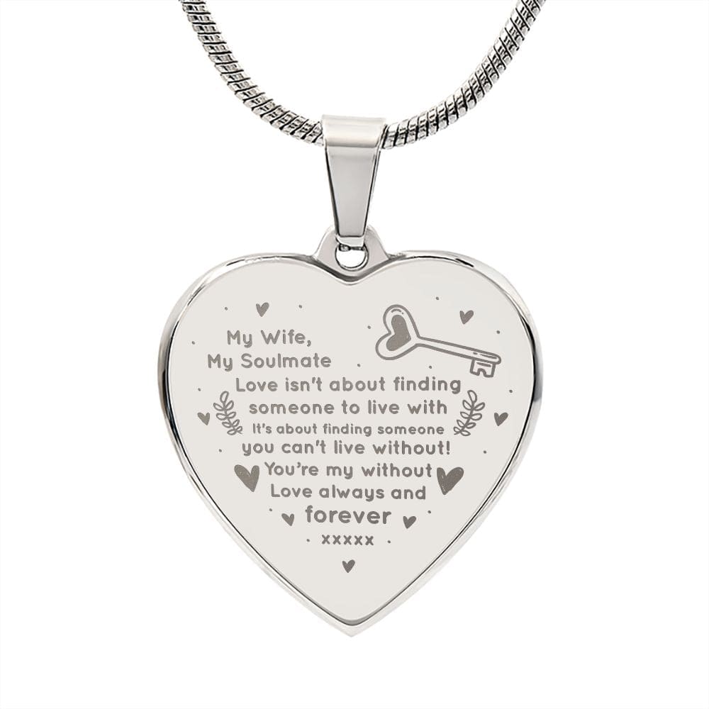 Beautiful Gift For Wife, Amazing Gift For Wife, Engraved Heart Necklace Gift For Wife