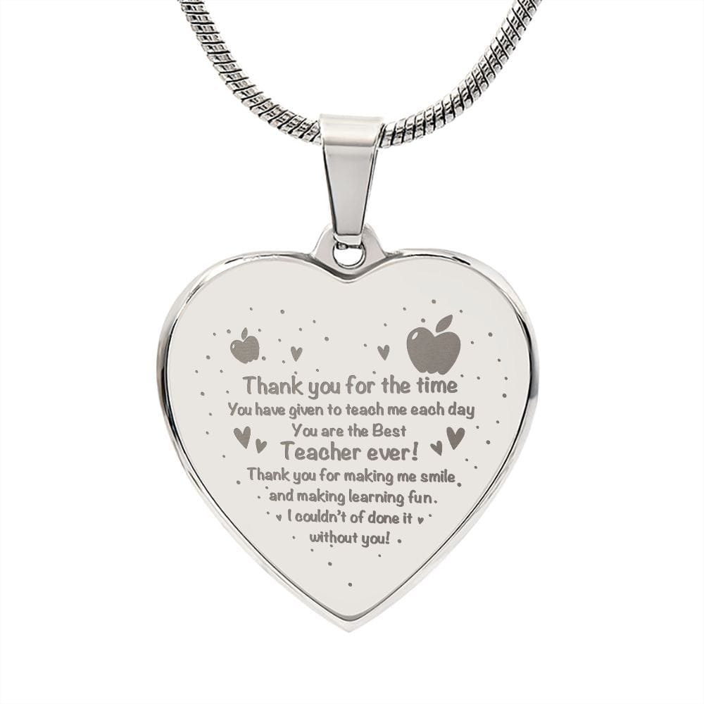 Engraved Heart Necklace Gift for Teacher, Best Gift Idea, Smart Gift For Teacher