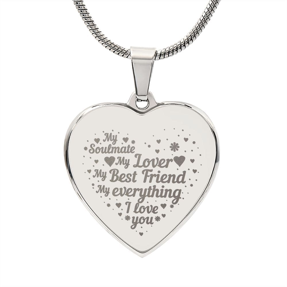 Engraved Heart Necklace For Soulmate, Unique Gift for Soulmate