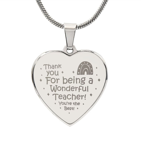 Engraved Heart Necklace Gift for Teacher, Smart Gift for Teacher