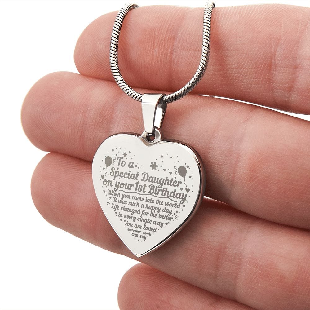 First Birthday Gift for Daughter, Best Gift for Daughter, Engraved Heart Necklace