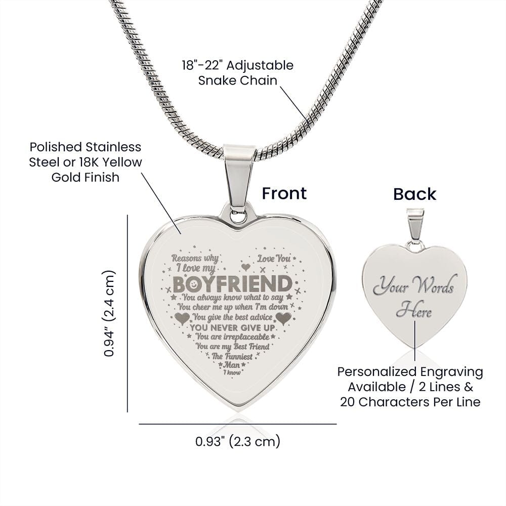 Engraved Heart Necklace Best Gift For Boyfriend, Unique Gift, Special Gift For Boy friend