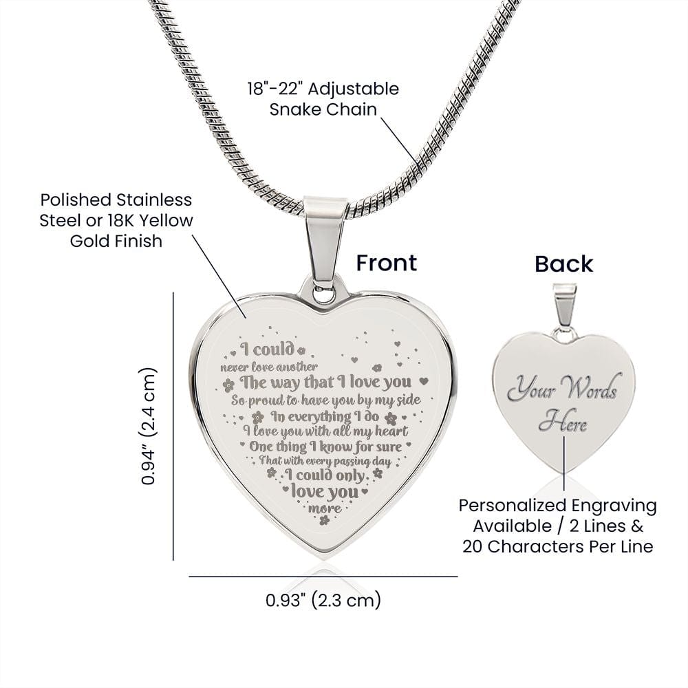 Engraved Heart Necklace Gift For Wife, Amazing Gift for Wife, Unique Gift For Wife,