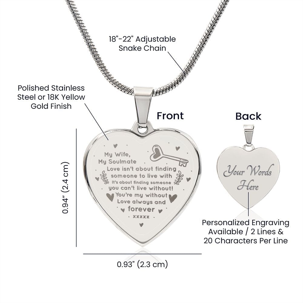 Beautiful Gift For Wife, Amazing Gift For Wife, Engraved Heart Necklace Gift For Wife