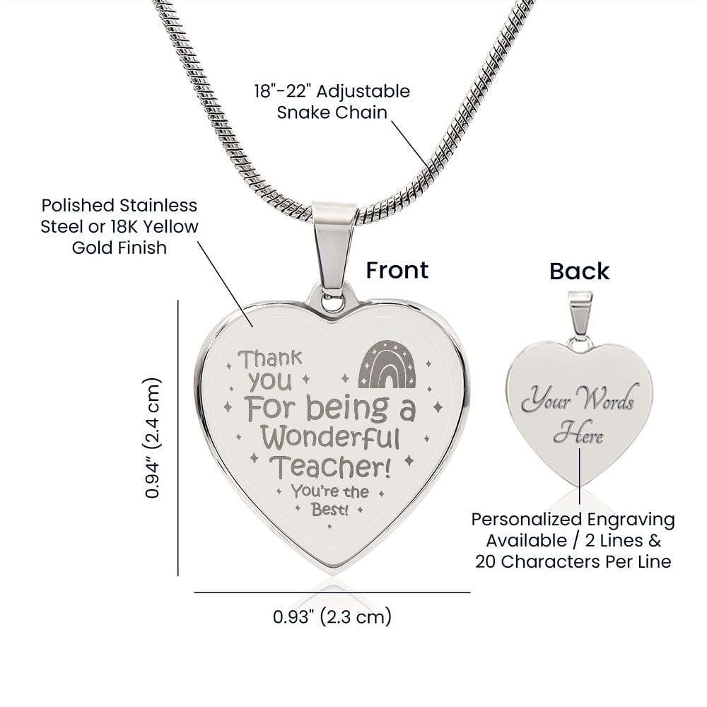 Engraved Heart Necklace Gift for Teacher, Smart Gift for Teacher