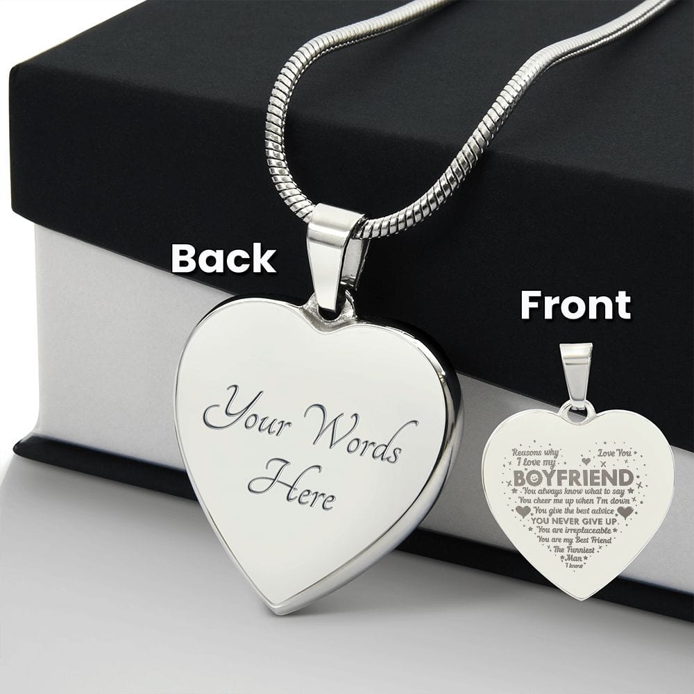 Engraved Heart Necklace Best Gift For Boyfriend, Unique Gift, Special Gift For Boy friend