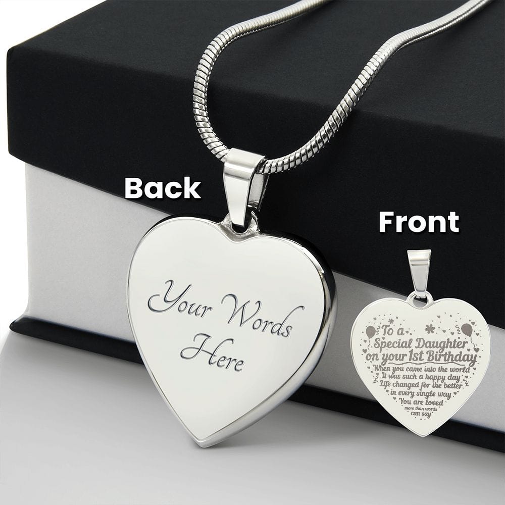 First Birthday Gift for Daughter, Best Gift for Daughter, Engraved Heart Necklace