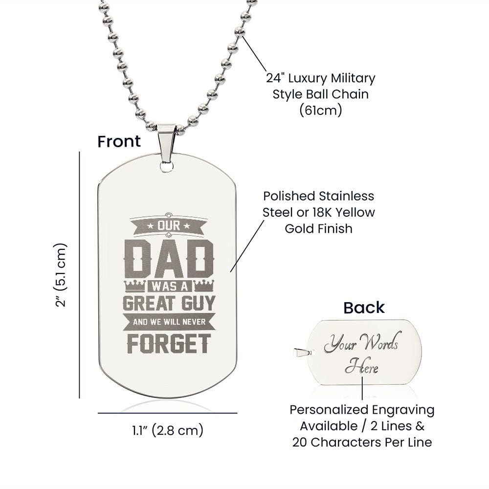 Engraved Dog Tag Necklace, Amazing Dog Tag Necklace for Dad