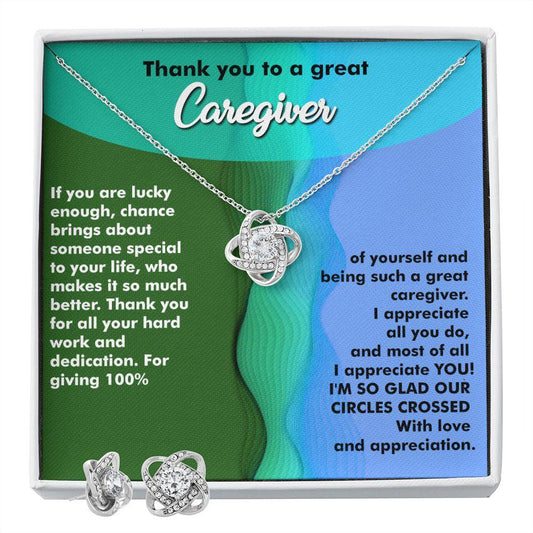 Gorgeous Love Knot Earring & Necklace, Caregiver Gifts, Daycare Gift, Caregiver Thank You, Necklace for Caregiver, Caregiver Appreciation - Shine-Smart