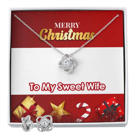 Beautiful Christmas Gift For Wife, Love Knot Earring & Necklace - Shine-Smart