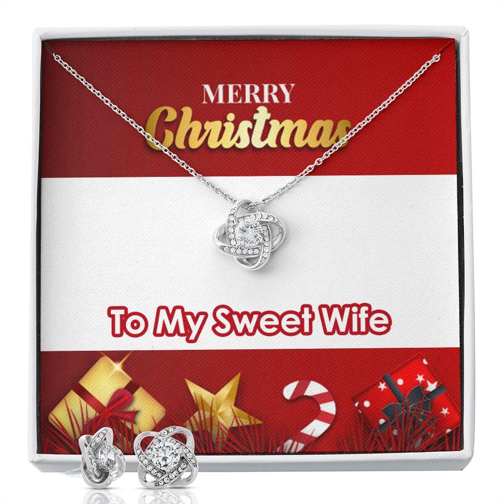 Beautiful Christmas Gift For Wife, Love Knot Earring & Necklace - Shine-Smart