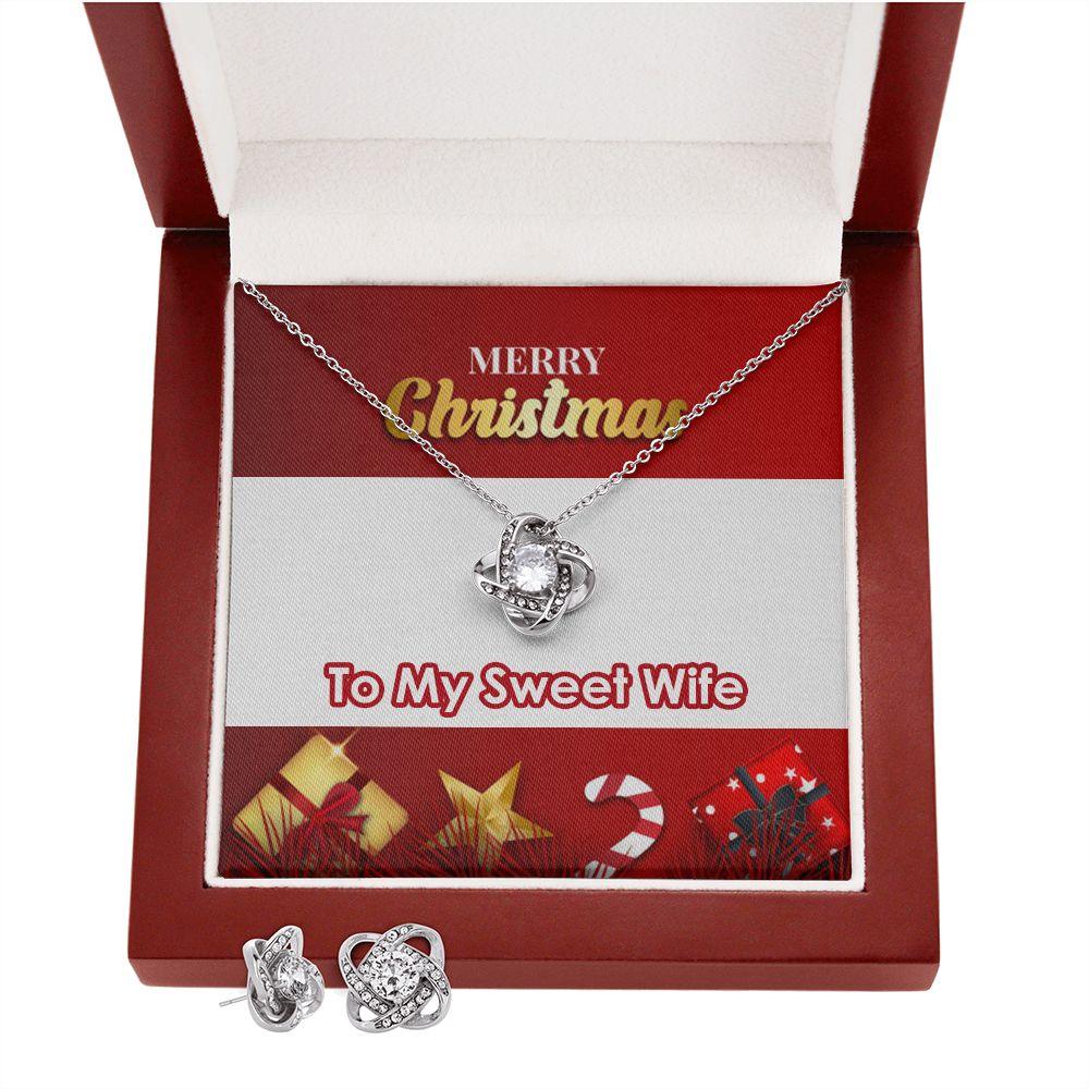 Beautiful Christmas Gift For Wife, Love Knot Earring & Necklace - Shine-Smart