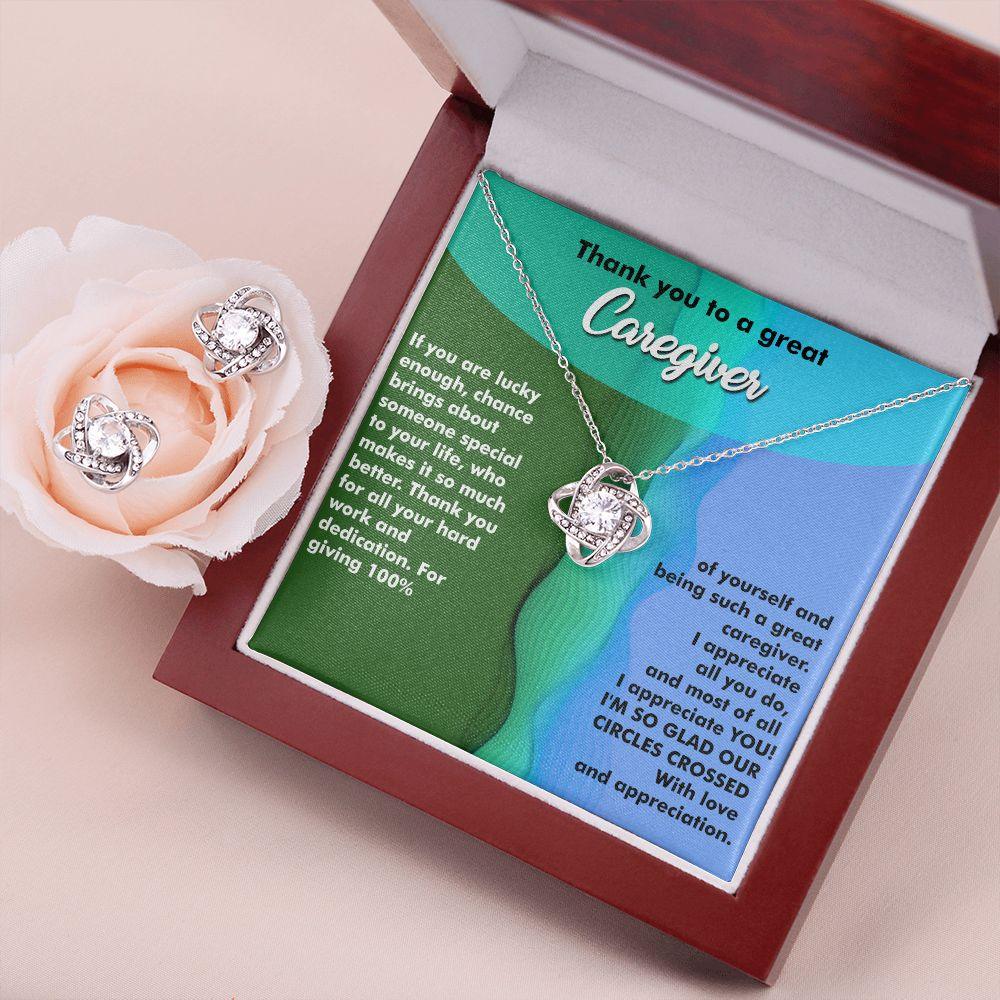 Gorgeous Love Knot Earring & Necklace, Caregiver Gifts, Daycare Gift, Caregiver Thank You, Necklace for Caregiver, Caregiver Appreciation - Shine-Smart