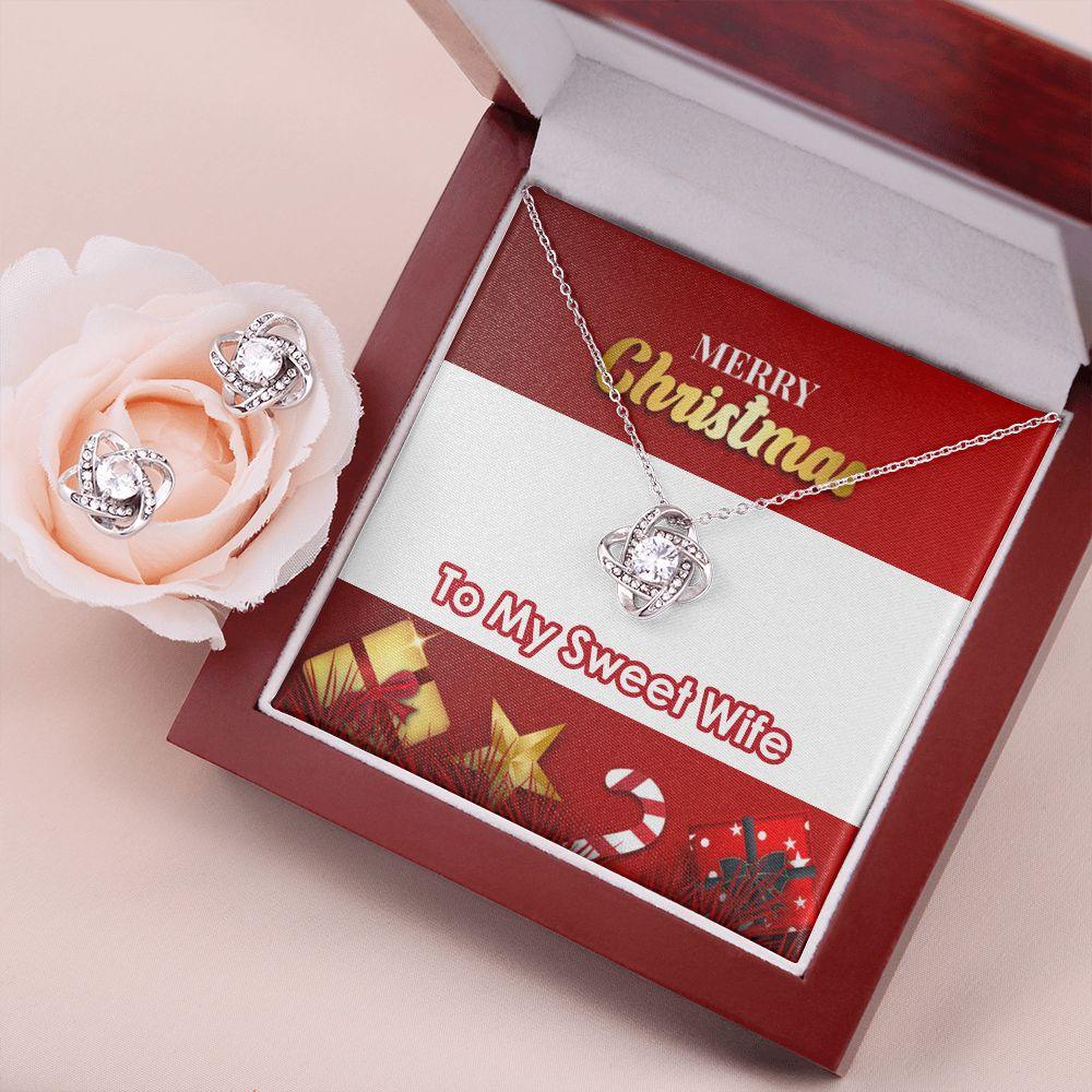 Beautiful Christmas Gift For Wife, Love Knot Earring & Necklace - Shine-Smart