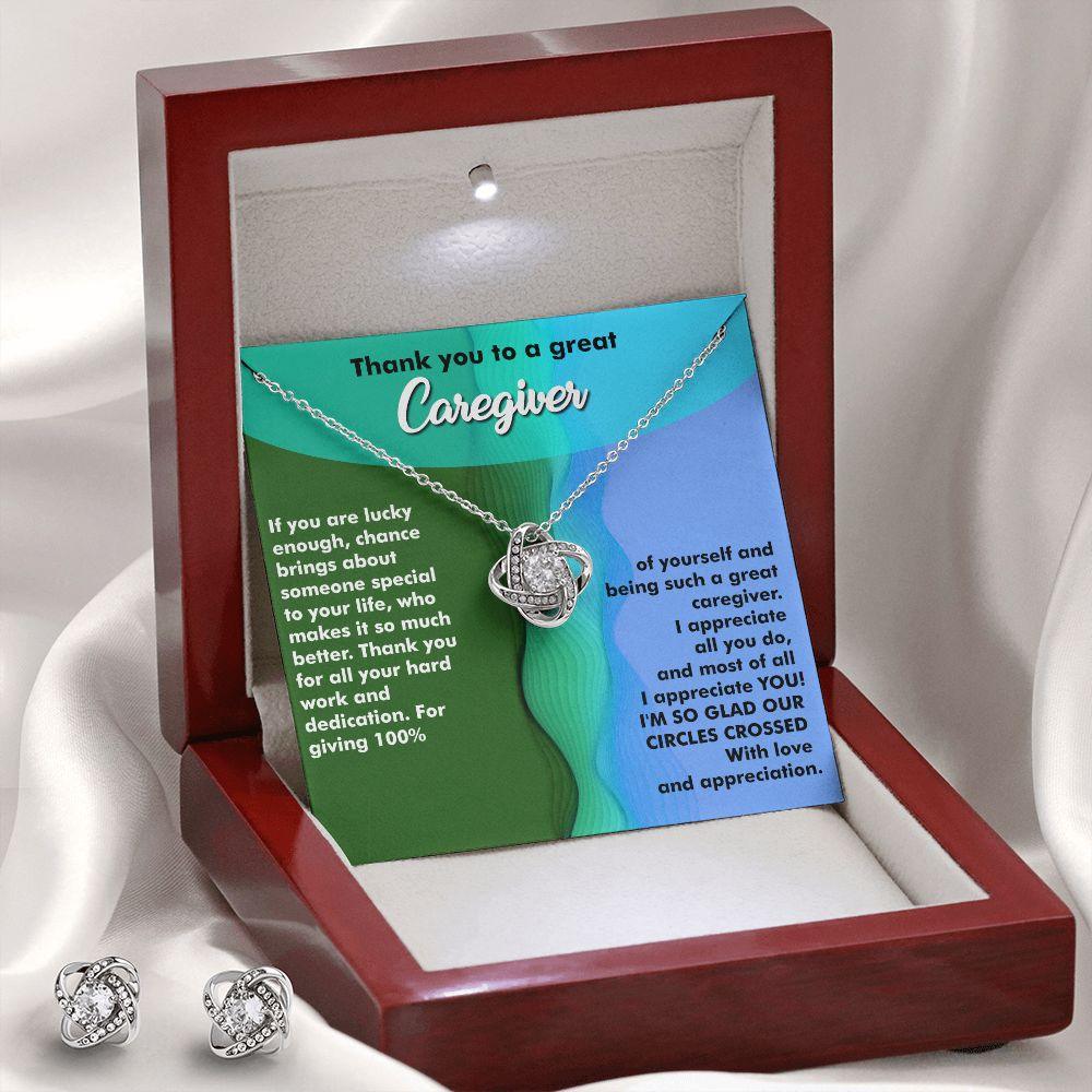 Gorgeous Love Knot Earring & Necklace, Caregiver Gifts, Daycare Gift, Caregiver Thank You, Necklace for Caregiver, Caregiver Appreciation - Shine-Smart