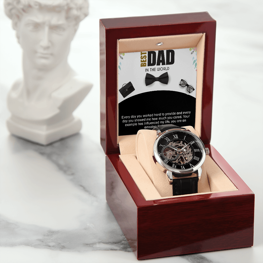 Skeleton Watch, Dad's openwork Watch with card, Wedding Gift, For Him, For Her, Graduation Gift, Boyfriend Gift, Unisex, father's Day, Birthday watch. - Shine-Smart