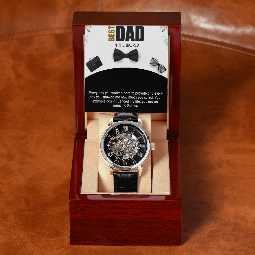 Skeleton Watch, Dad's openwork Watch with card, Wedding Gift, For Him, For Her, Graduation Gift, Boyfriend Gift, Unisex, father's Day, Birthday watch. - Shine-Smart