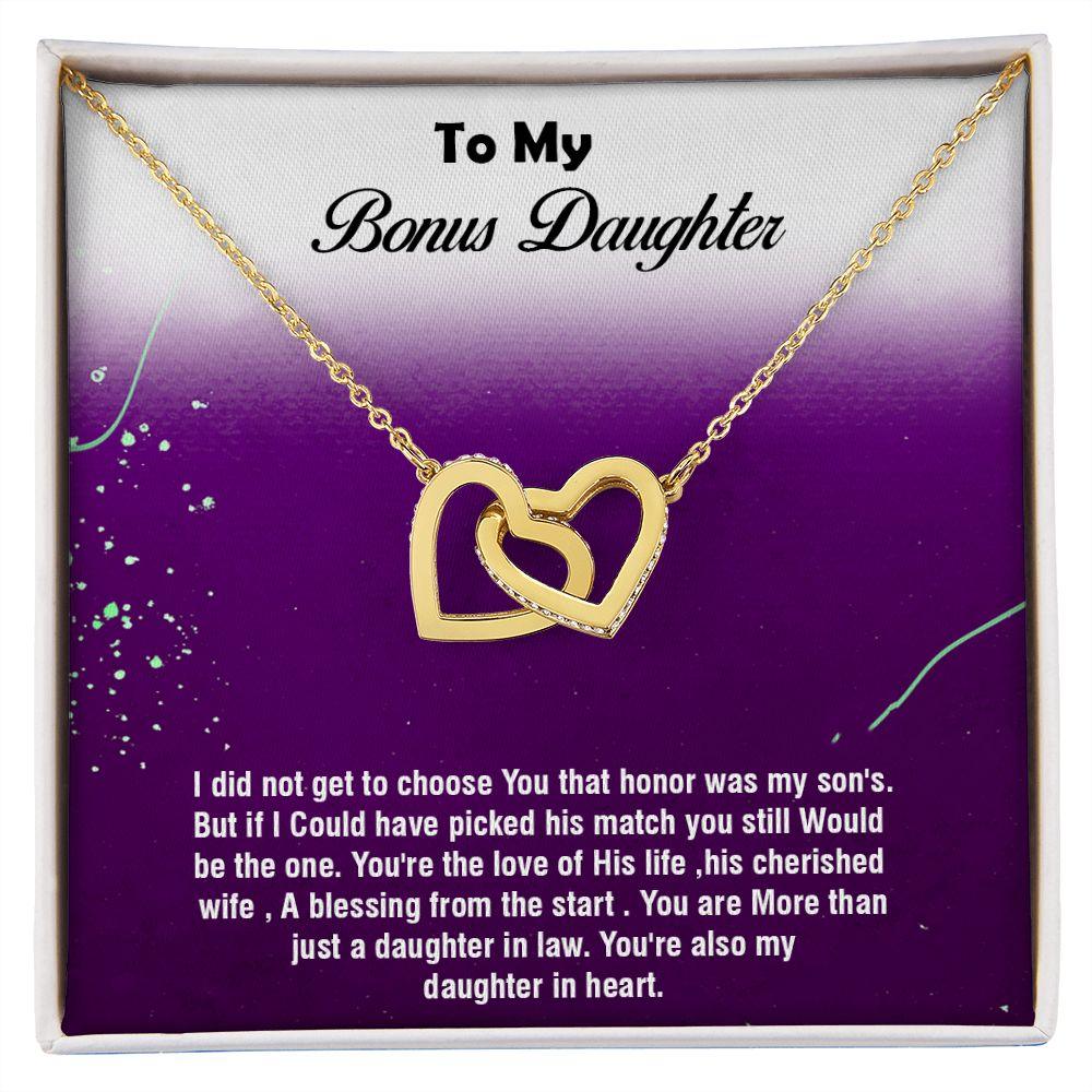 Interlocking Hearts Necklace For Bonus Daughter, - Shine-Smart