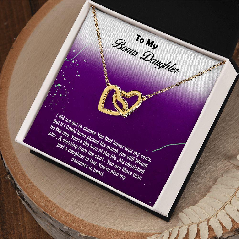 Interlocking Hearts Necklace For Bonus Daughter, - Shine-Smart