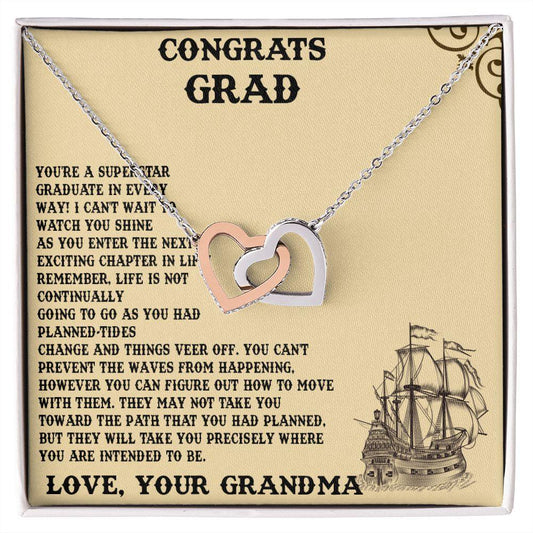 Congrats Grad Gift from Grandma, Interlocking Hearts necklace - Shine-Smart