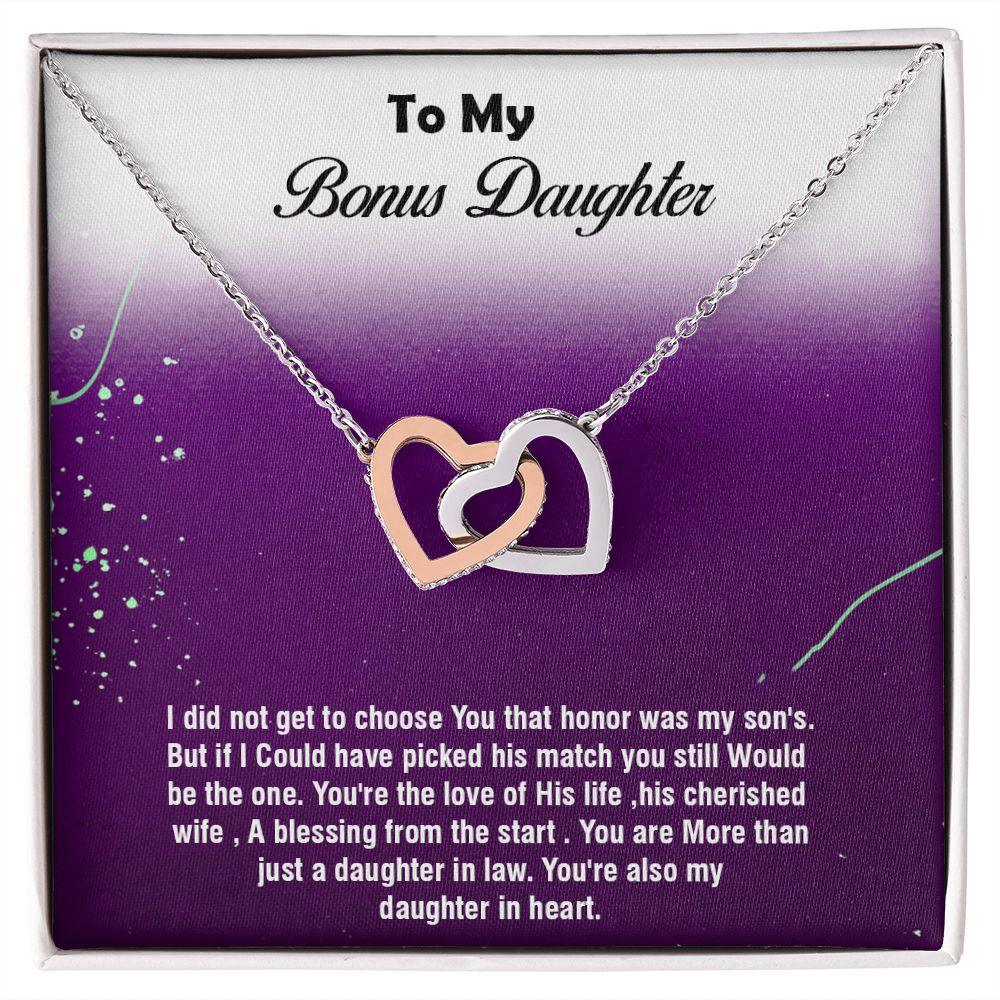 Interlocking Hearts Necklace For Bonus Daughter, - Shine-Smart