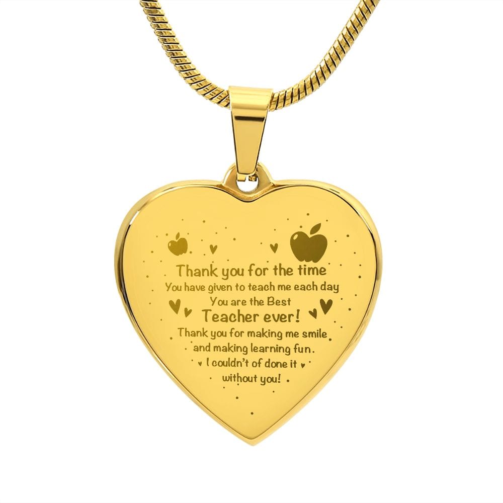 Engraved Heart Necklace Gift for Teacher, Best Gift Idea, Smart Gift For Teacher