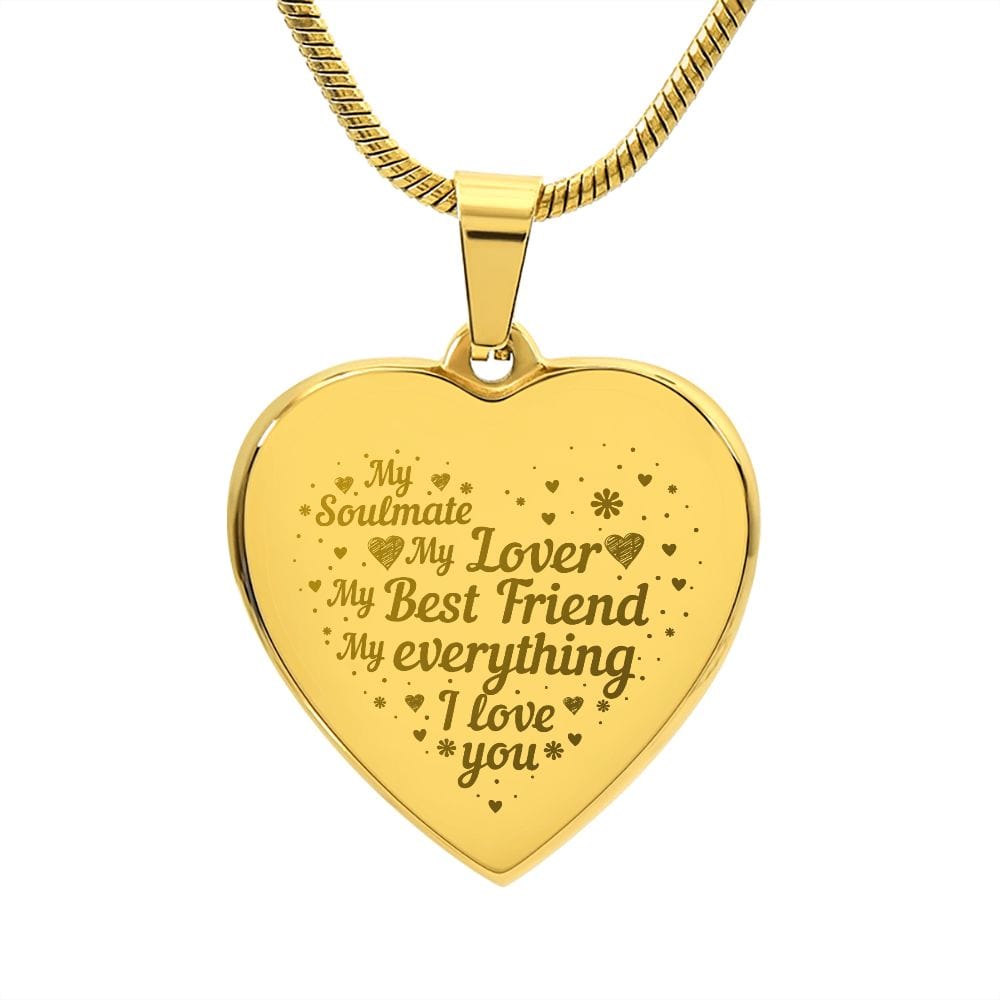 Engraved Heart Necklace For Soulmate, Unique Gift for Soulmate