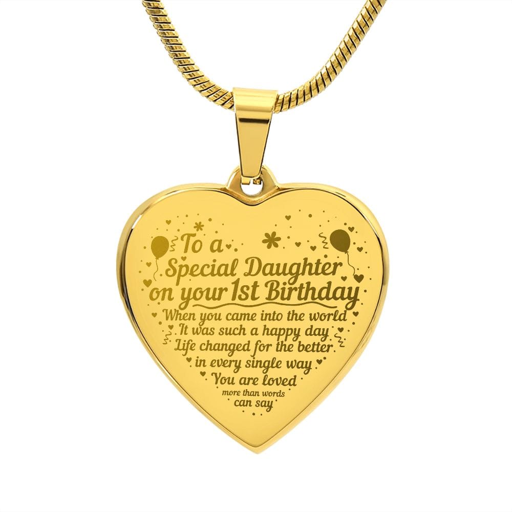 First Birthday Gift for Daughter, Best Gift for Daughter, Engraved Heart Necklace