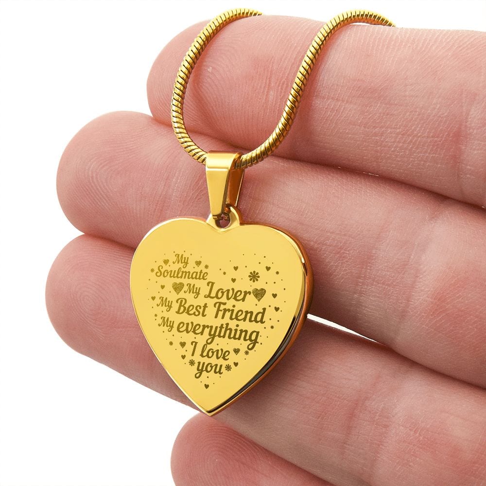 Engraved Heart Necklace For Soulmate, Unique Gift for Soulmate