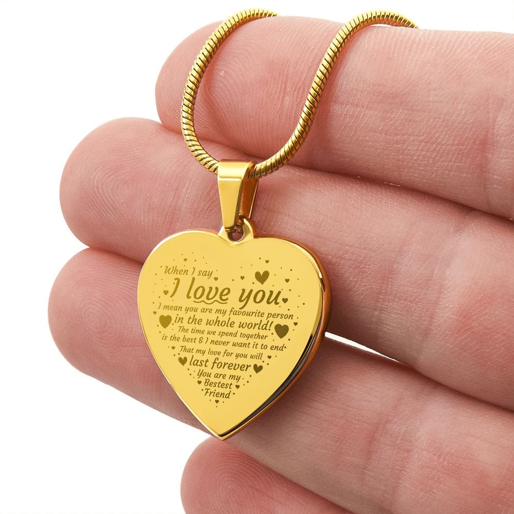 Gift For Husband, Best Heart necklace Gift For Husband, Engraved Heart Necklace