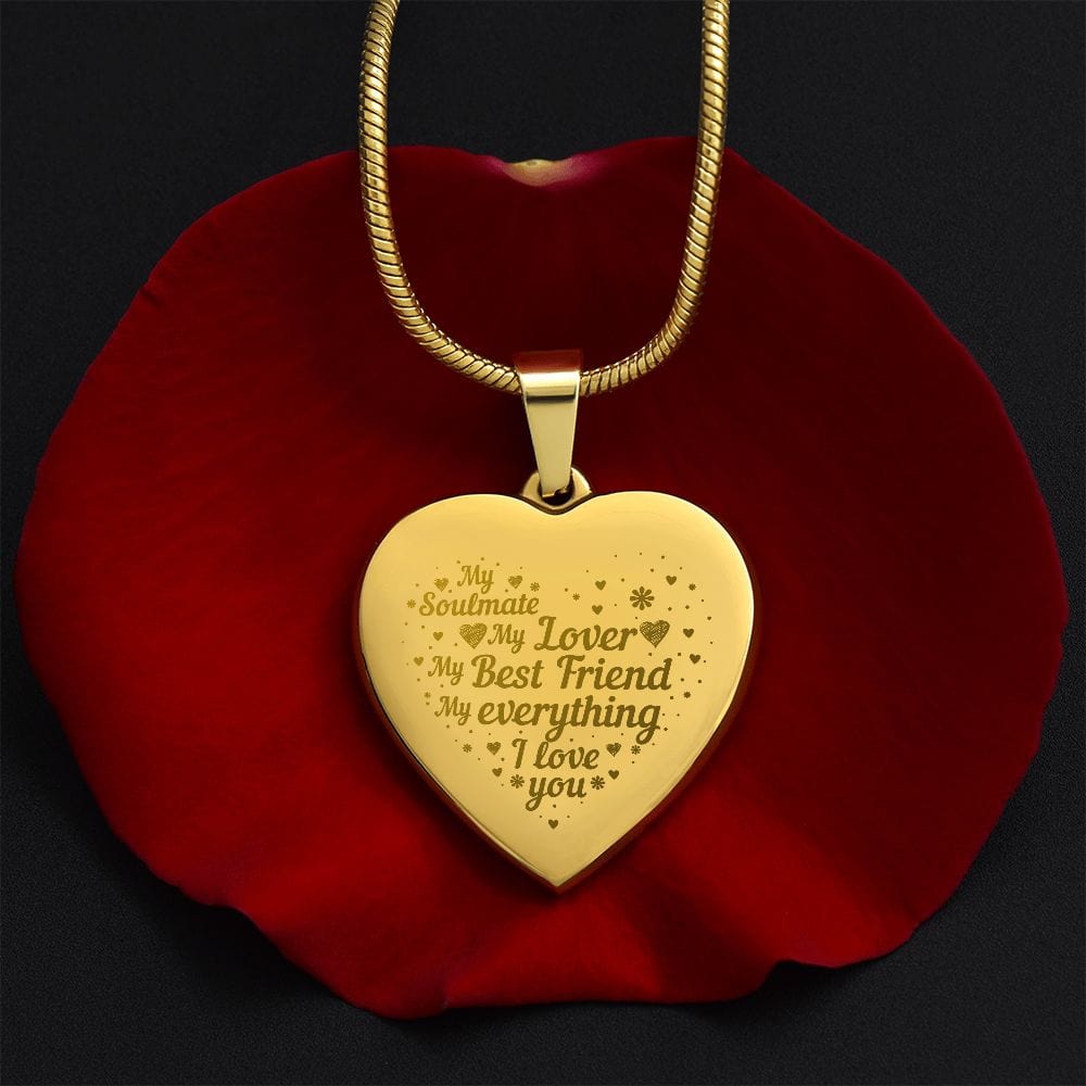 Engraved Heart Necklace For Soulmate, Unique Gift for Soulmate