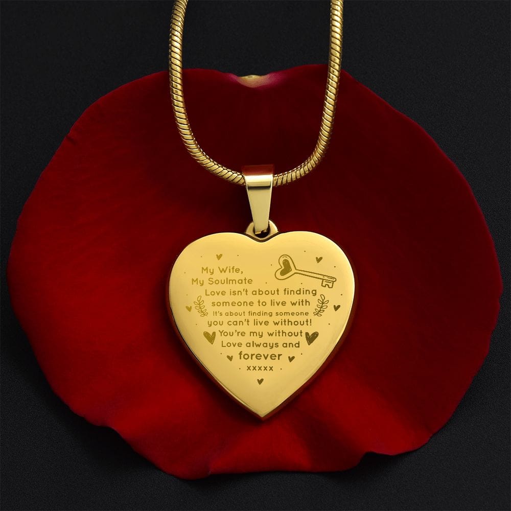 Beautiful Gift For Wife, Amazing Gift For Wife, Engraved Heart Necklace Gift For Wife