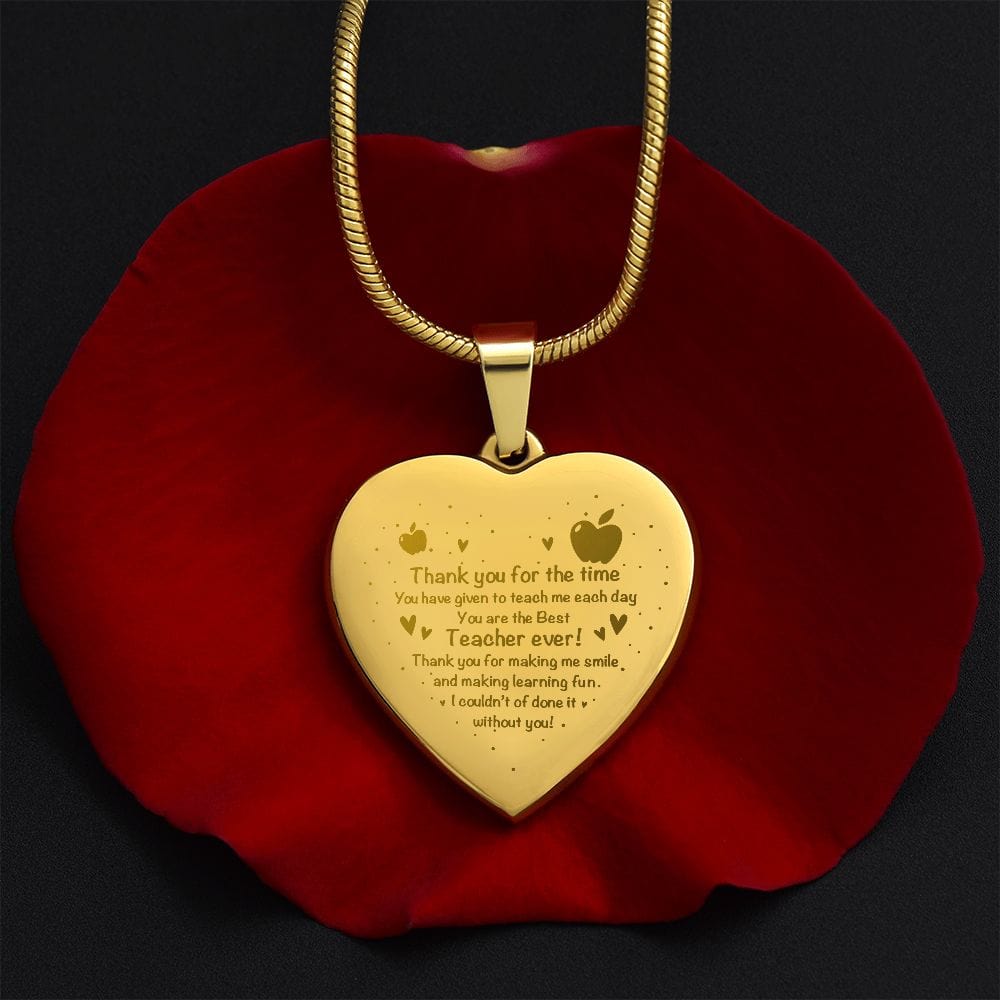 Engraved Heart Necklace Gift for Teacher, Best Gift Idea, Smart Gift For Teacher