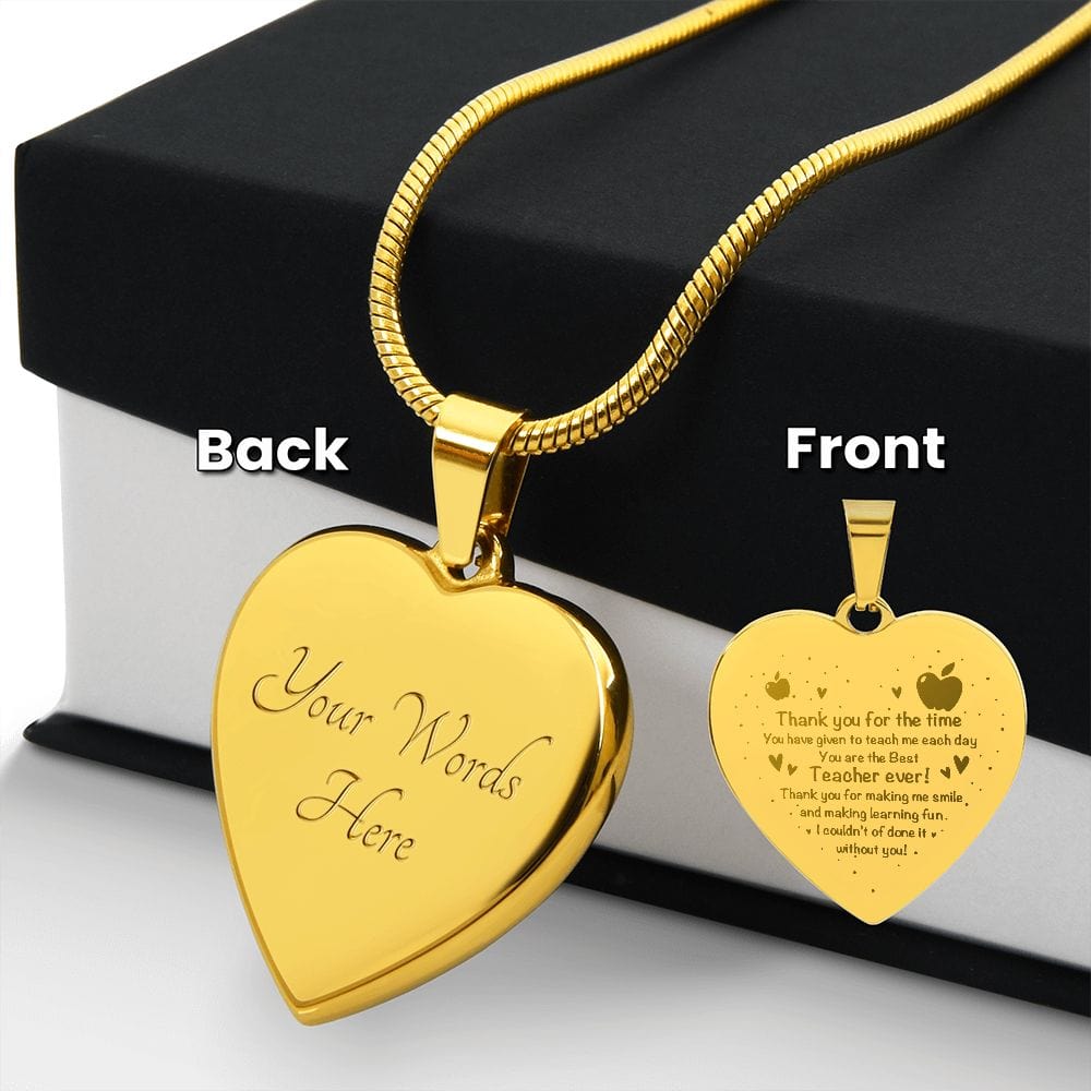 Engraved Heart Necklace Gift for Teacher, Best Gift Idea, Smart Gift For Teacher