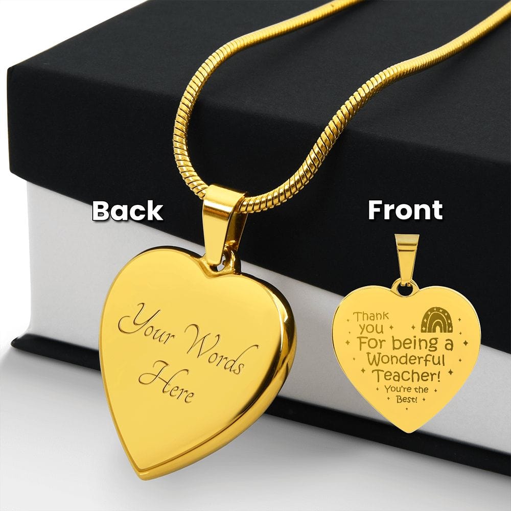 Engraved Heart Necklace Gift for Teacher, Smart Gift for Teacher