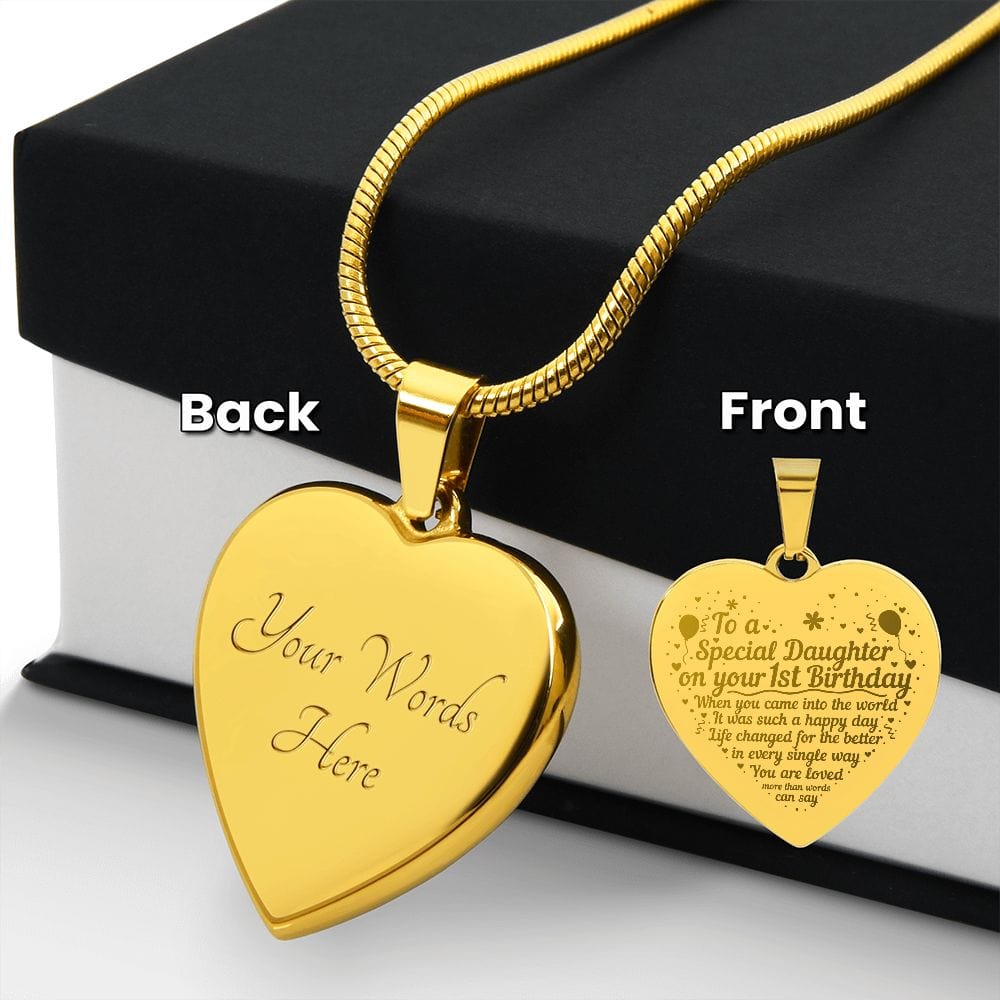 First Birthday Gift for Daughter, Best Gift for Daughter, Engraved Heart Necklace