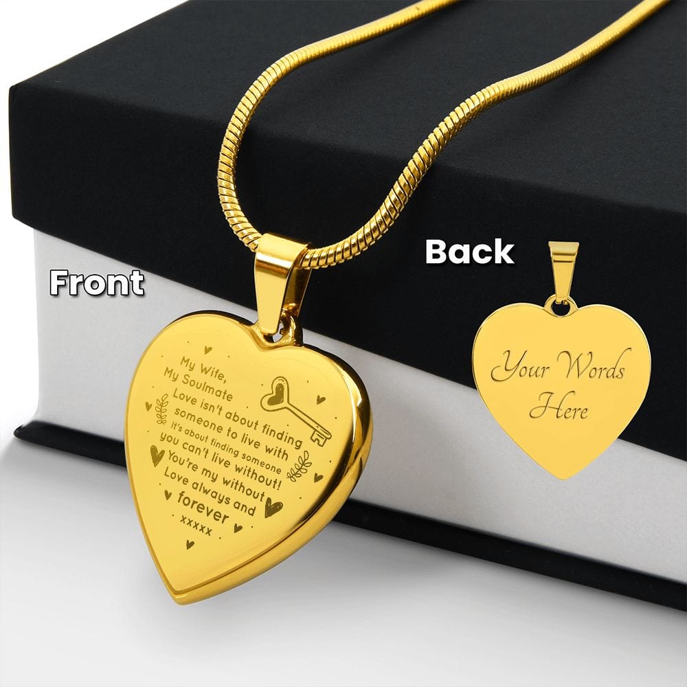 Beautiful Gift For Wife, Amazing Gift For Wife, Engraved Heart Necklace Gift For Wife