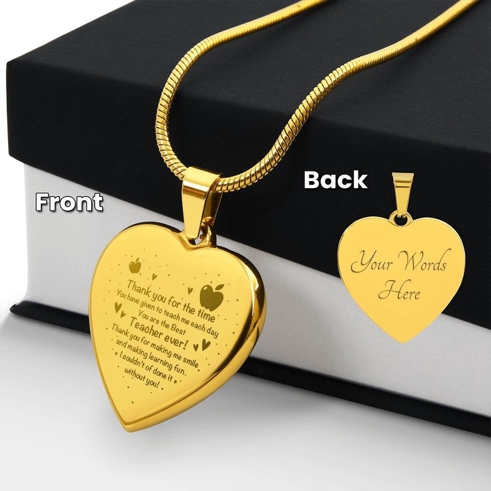 Engraved Heart Necklace Gift for Teacher, Best Gift Idea, Smart Gift For Teacher