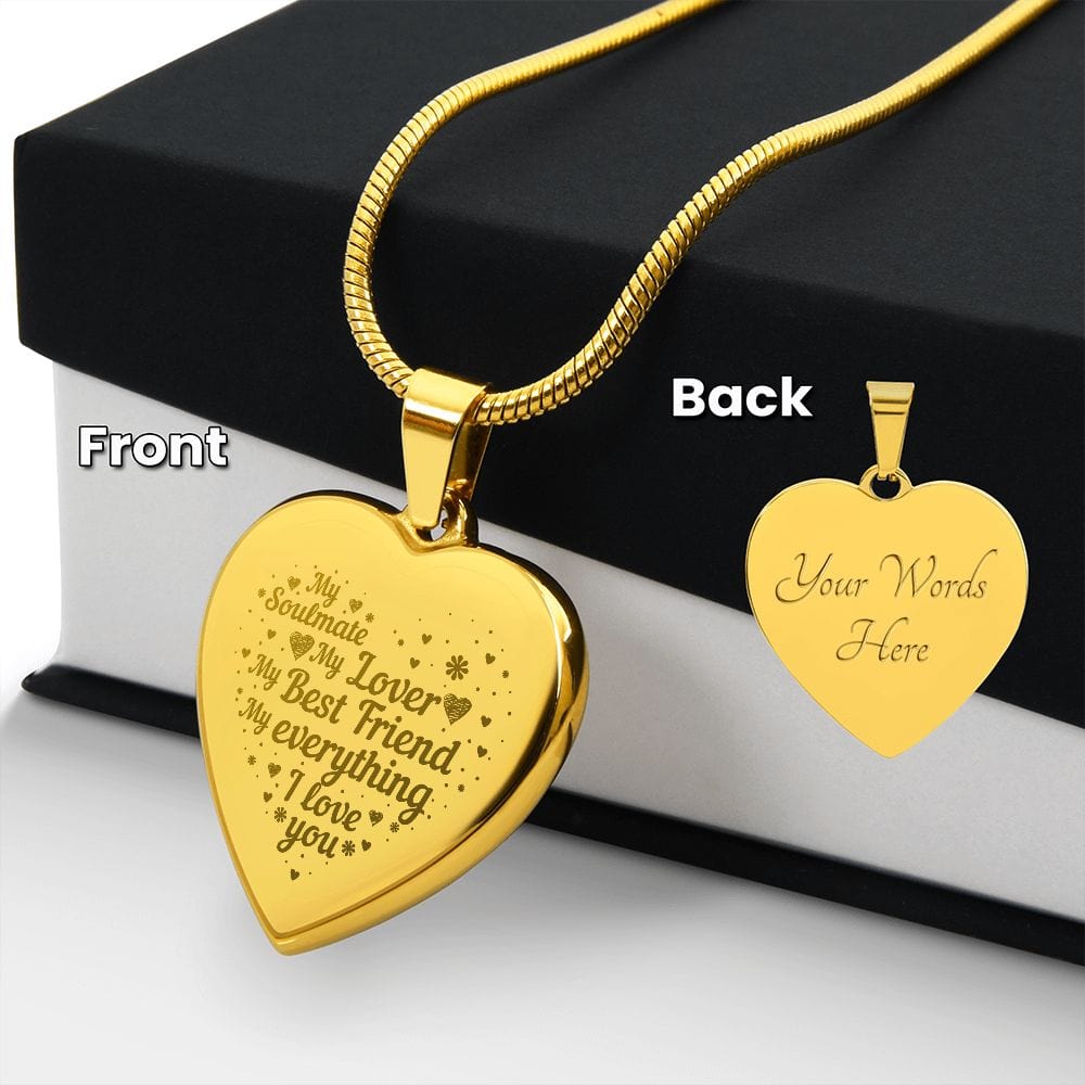 Engraved Heart Necklace For Soulmate, Unique Gift for Soulmate