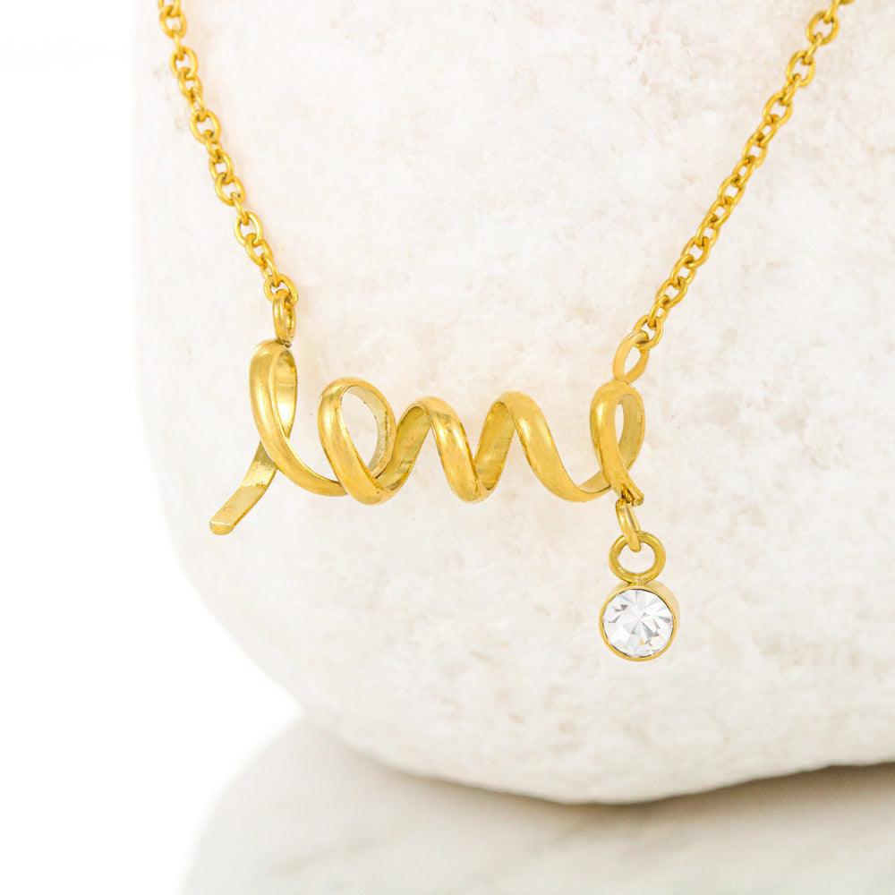 Scripted necklace  design spells out the word "love" , great gift for mom - Shine-Smart