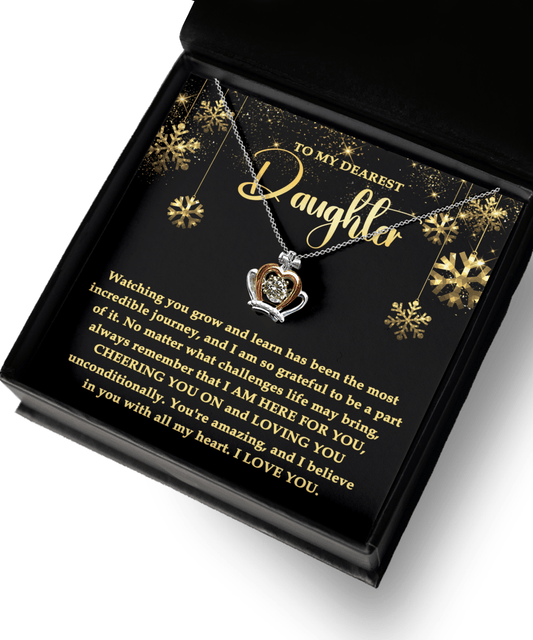 Daughter-Here For You- Crown pendant necklace